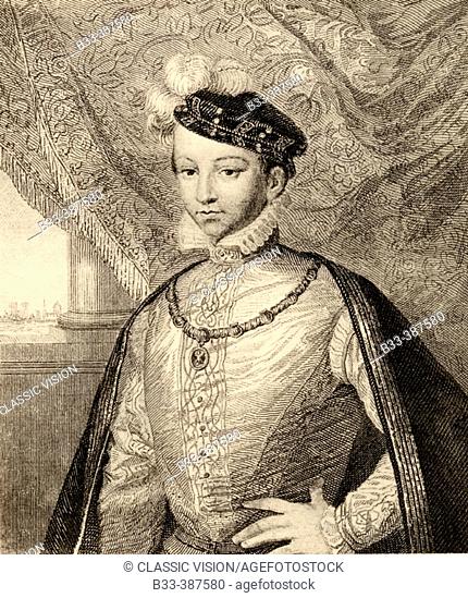 Francis II,  François de Valois, 1544-1560.  King of France. Photo-etching from painting by Rauch. From the book 'Lady Jackson’s Works, VII