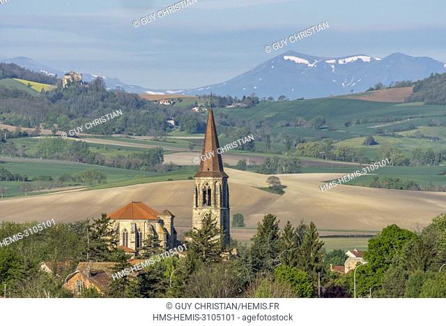 France, Puy de Dome, Billom in the Natural Regional Park of Livradois Forez and in the background the Regional Natural Park of the Volcanoes of Auvergne