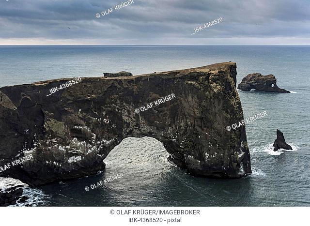 Natural arch, Cape Dyrholaey, South Coast near Vik, Iceland