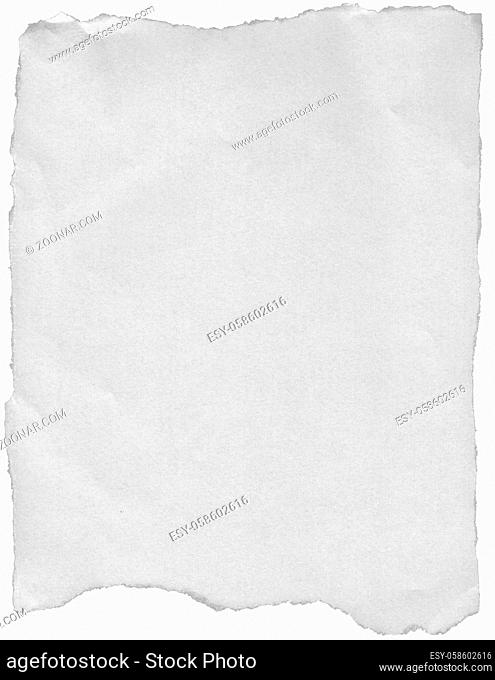 Background image: an old blank sheet of paper isolated on a white background