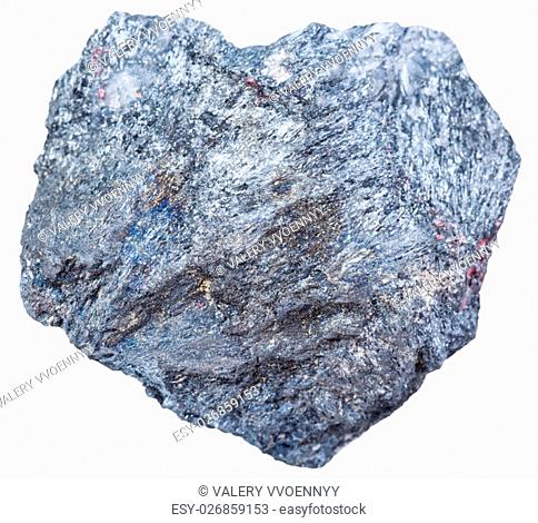 macro shooting of mineral resources - antimony ore stone (Stibnite, antimonite) isolated on white background
