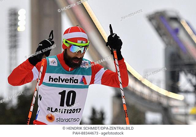 Cross country skiier Mansour Bazouni from Lebanon in action on the course during the men's 10km qualification event at the Nordic Skiing World Championship in...