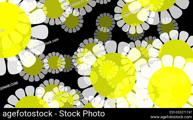Computer Graphic flower background. White and yellow color