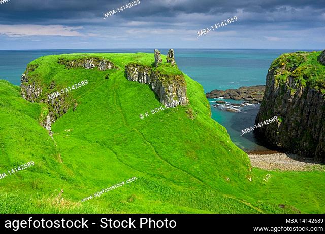 europe, northern ireland, county antrim, causeway coast, ruin of dunseverick castle