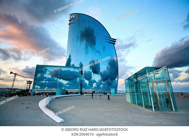 Hotel W by architect Ricardo Bofill by Barceloneta beach, Barcelona, Catalonia, Spain