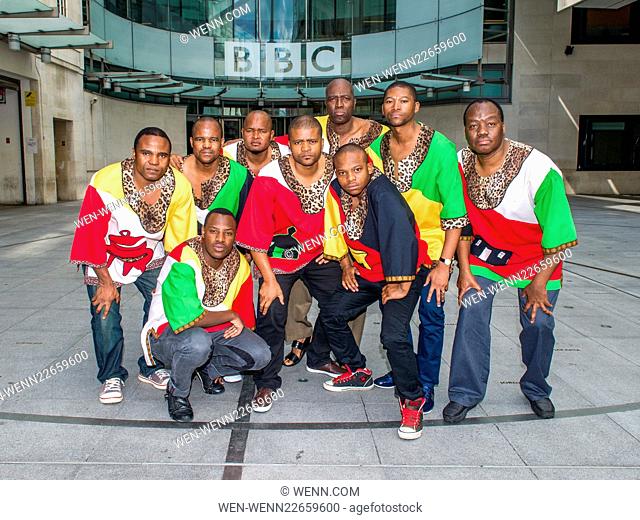 Grammy Award-winning South African choral band, Ladysmith Black Mambazo. The band are visiting the BBC's Broadcasting House to promote their UK tour