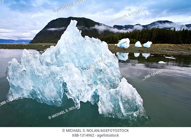 Glacial iceberg detail from ice calved off the LeConte Glacier near Petersberg, Southeast Alaska, USA, Pacific Ocean  MORE INFO LeConte Glacier is the...