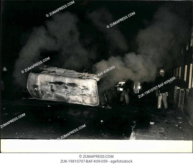 Jul. 07, 1981 - Barricades and Petrol Bombs a Brixton Erupts: The calm of Brixton broke last night when violence hits the streets
