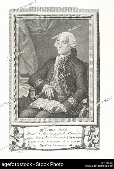 D. Jorge Juan. Vázquez, J. (Engraver) Maea, José (1759-1826) (Artist). Retratos de los Españoles ilustres, con un epítome de sus vidas