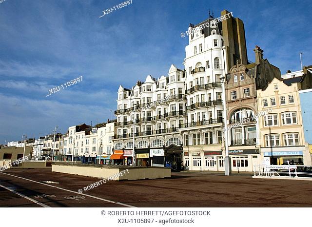 Seafront buildings in Hastings, Sussex, England