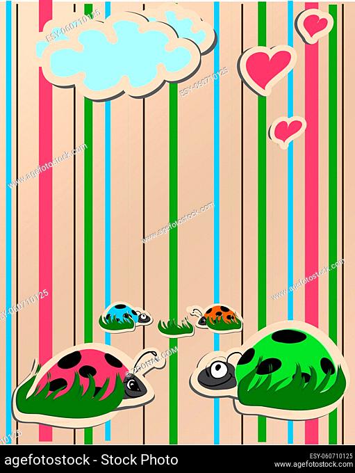 ladybirds in love vector illustration whit bright background