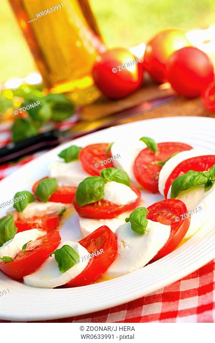 caprese salad on white plate