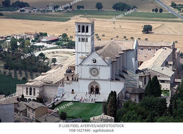 Panoramic view, Italy, Umbria, Assisi, The San Francesco, Assisi basilica