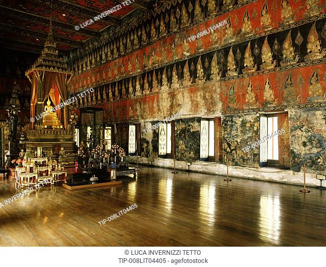Interior of the Buddhaisawan Chapel in the compound of the National Museum, Bangkok, Thailand