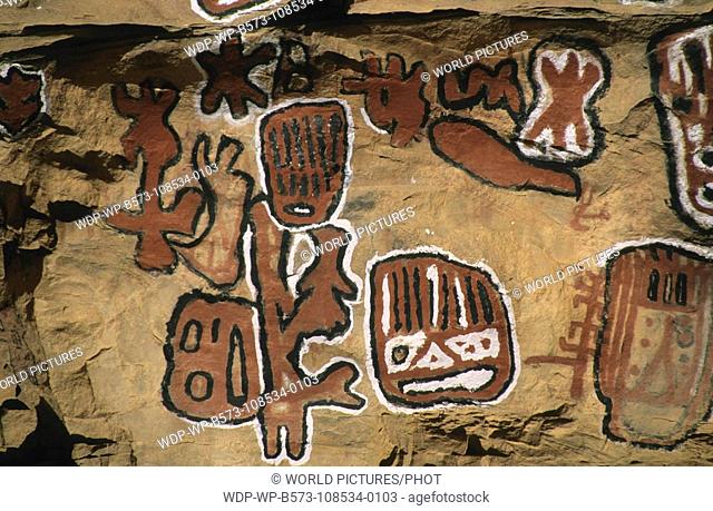 Rock paintings on the great vault, Songo village, Dogon country, Mali Date: 08/12/2007 Ref: WP-B573-108534-0103 COMPULSORY CREDIT: World Pictures/Photoshot