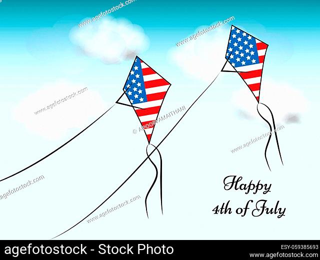 illustration of elements of 4th of July US Independence day