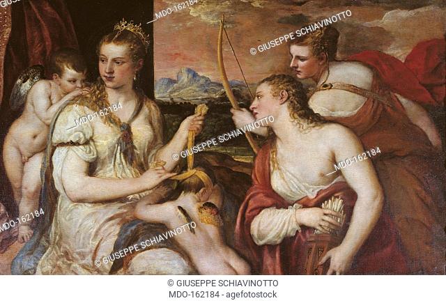 Titian c.1565 Venus Blindfolding Cupid Love & Romance Art 