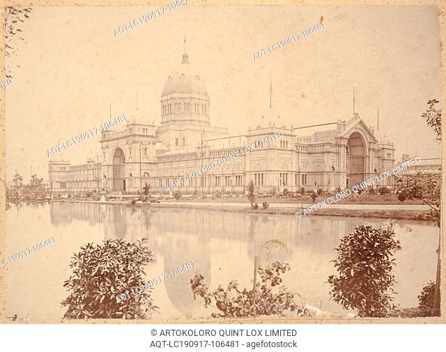 Photograph - Main Exhibition Building from Eastern Entrance, Nicholson Street, Carlton, 1880-1881, View of the main Exhibition Building from the south-east near...
