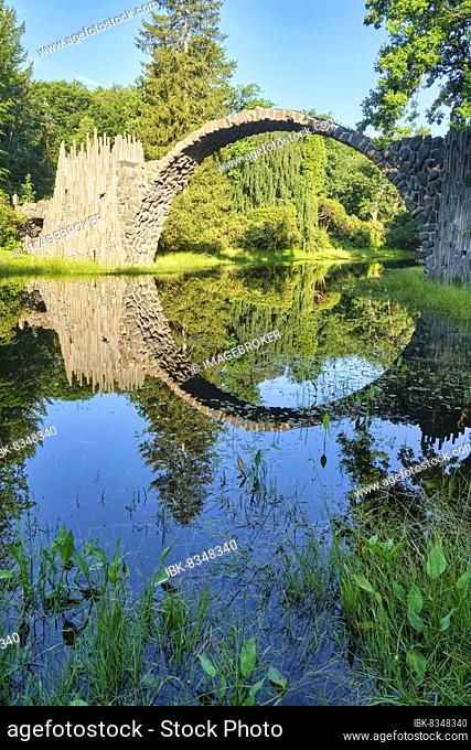 Rakotz Bridge, also Devil's Bridge, in the Azalea and Rhododendron Park Kromlau, Gablenz, Saxony, Germany, Europe