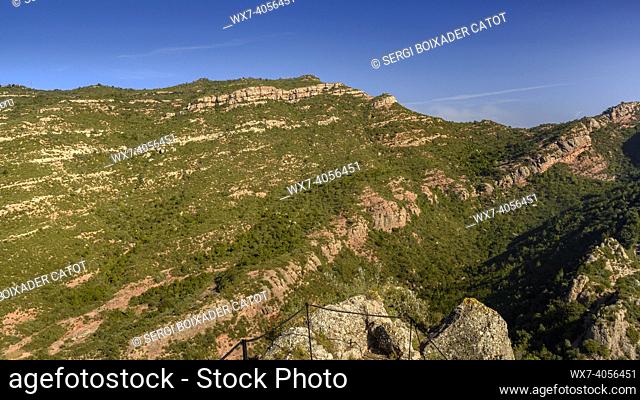 Cliffs of the Congost del Cairat from the summit of Sant Salvador de les Espases (Barcelona, Catalonia, Spain)