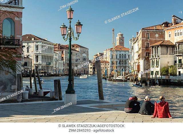 Afternoon at Grand Canal in Venice, Italy. Looking from Dorsoduro towards San Marco
