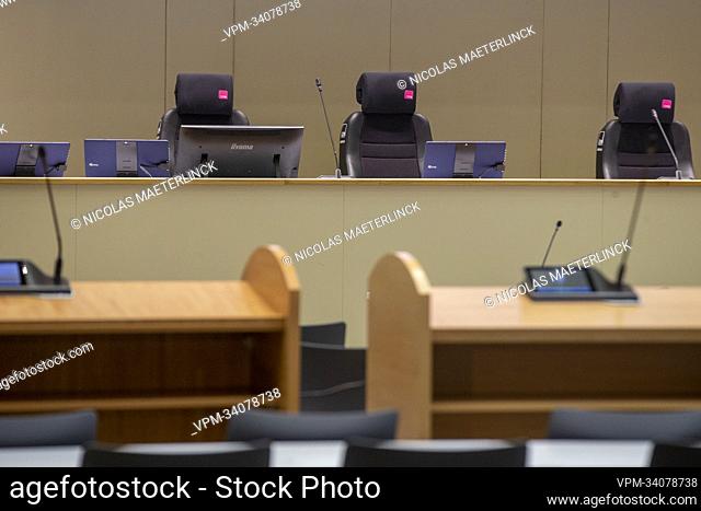 Illustration picture shows the courtroom ahead of a session of the correctional court in the 'Paris bis' case, the Belgian part of the investigation into the...
