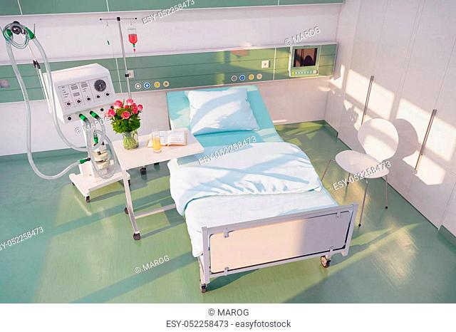 3d render - Empty hospital room with beds in a clinic
