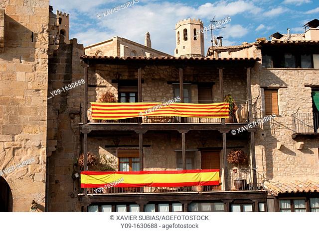 Flags, feasts of Valderrobres Valderrobres, Matarraña, Teruel, Aragon, Spain