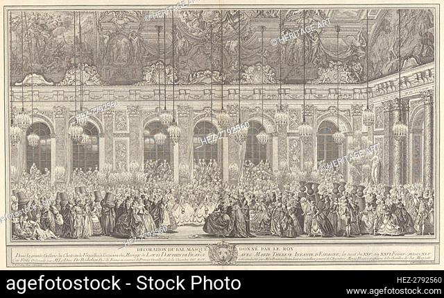 Decoration for a Masked Ball at Versailles, on the Occasion of t.., ca. 1860 reprint of 1764 plate. Creator: Charles-Nicolas Cochin