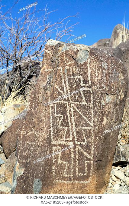 USA, New Mexico, Bureau of Land Management, Three Rivers Petroglyph Site, rock carvings created by the Jornada Mogollon people during the 15th Century