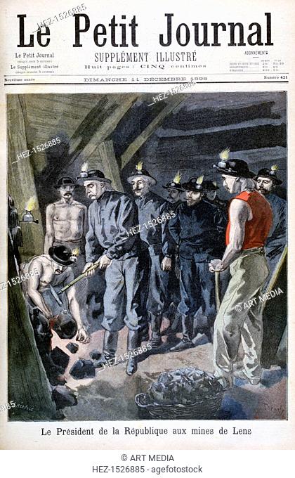Felix Faure, President of the Republic, in the Mines at Lens, 1898. An illustration from Le Petit Journal, 11th December 1898