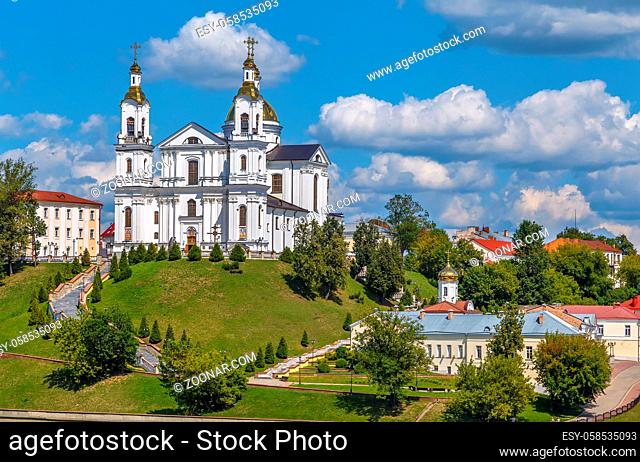 Assumption Cathedral is orthodox church in Vilnius Baroque style in Vitebsk, Belarus