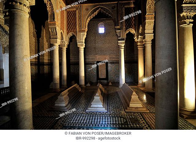 Tomb of the Saadian Sultan Mulay Ahmed al-Mansur, Saadian Tombs in the medina quarter of Marrakesh, Morocco, Africa