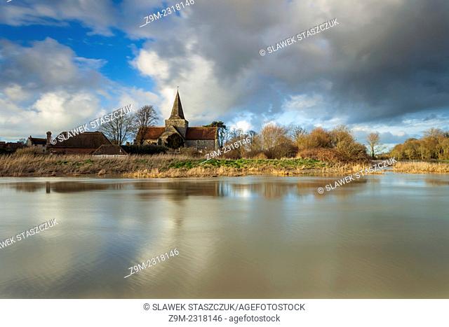 Winter flood in the medieval village of Alfriston, East Sussex, England, United Kingdom