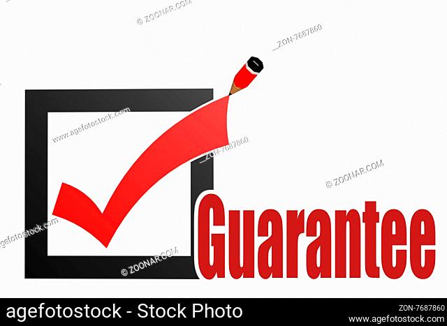 Check mark with guarantee word image with hi-res rendered artwork that could be used for any graphic design