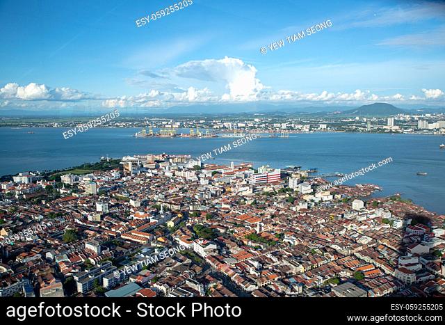 George Town, Penang/Malaysia - Jun 25 2017: Georgetown in sunny day. Background is Butterworth