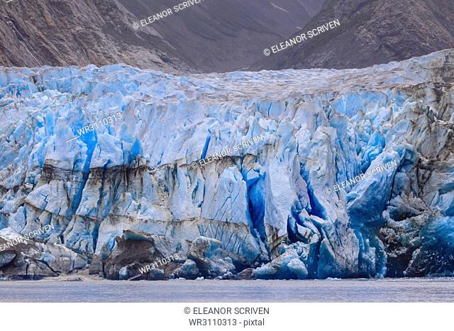 Blue ice face of Sawyer Glacier, Stikine Icefield, Tracy Arm Fjord, Alaska, United States of America, North America