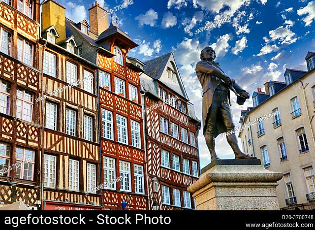 Leperdit statue, Champ-Jacquet square, Rennes, Bretagne, Brittany, France