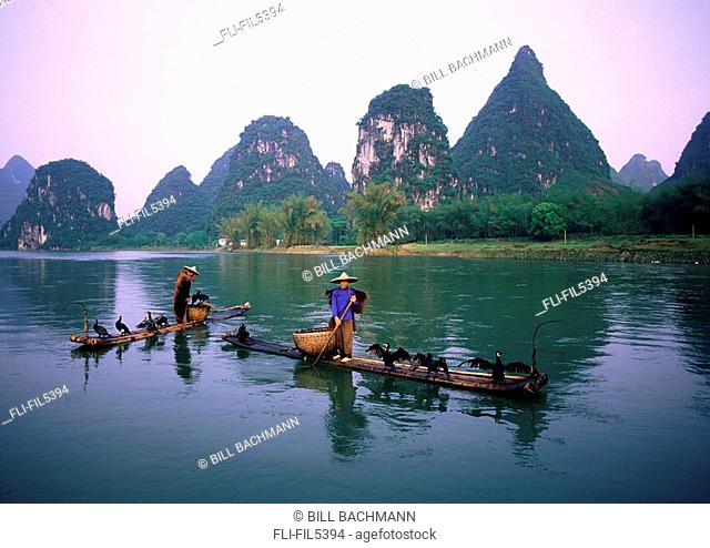 Fishermen with Birds, Li River, Yangshou, China