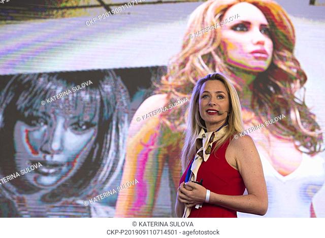 Bryony Cole, founder of Future of Sex, speaks during the Future Port Prague 2019 international technology festival to present international visionaries and...