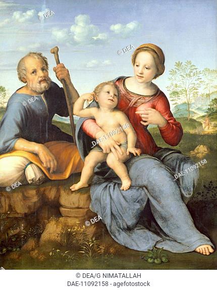 The Holy Family, 1515-1520, by Franciabigio (1484-1525), panel, 108x87 cm.  Vienna, Kunsthistorisches Museum (Museum Of Fine Arts)