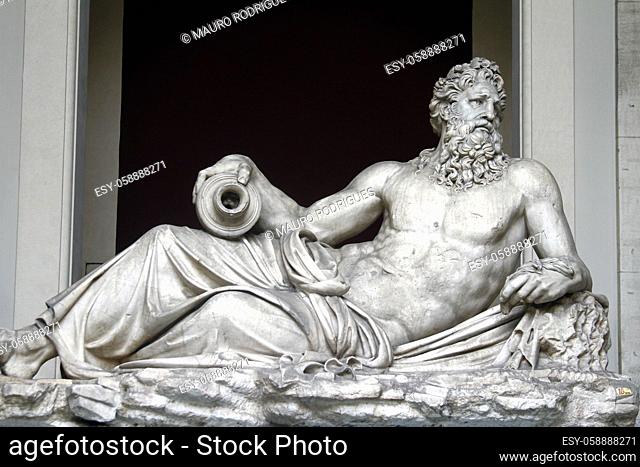 View of the River god (Arno). On display in the Octagonal Court of the Pio Clementino Museum in Vatican city