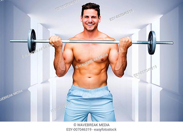 Composite image of handsome bodybuilder