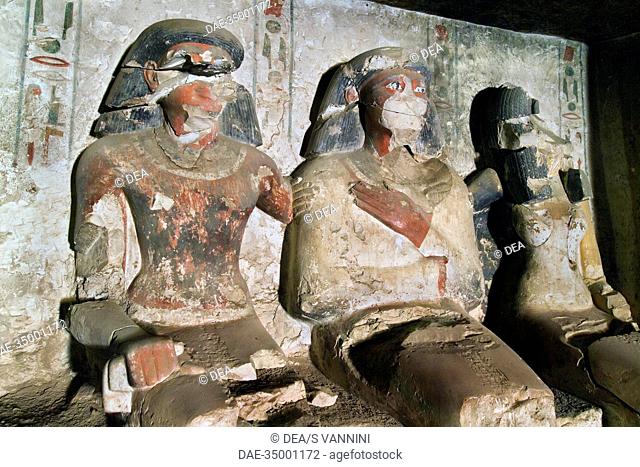 Egypt, Thebes (UNESCO World Heritage List, 1979) - Luxor. Sheikh 'Abd al-Qurna. Tomb of first herald Duaerneheh. Sculpture (Dynasty 18, Hatshepsut