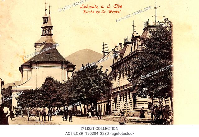 Church of Saint Wenceslaus (Lovosice), Leiterwagen, Horses of the Czech Republic, Lovosice, 1903, Ústí nad Labem Region, Lobositz, Kirche zu St