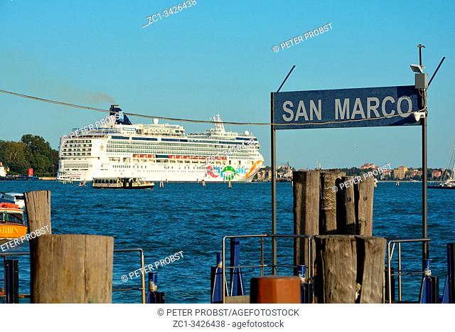 Cruise ship in the Lagoon bevor San Marco in Venice - Italy
