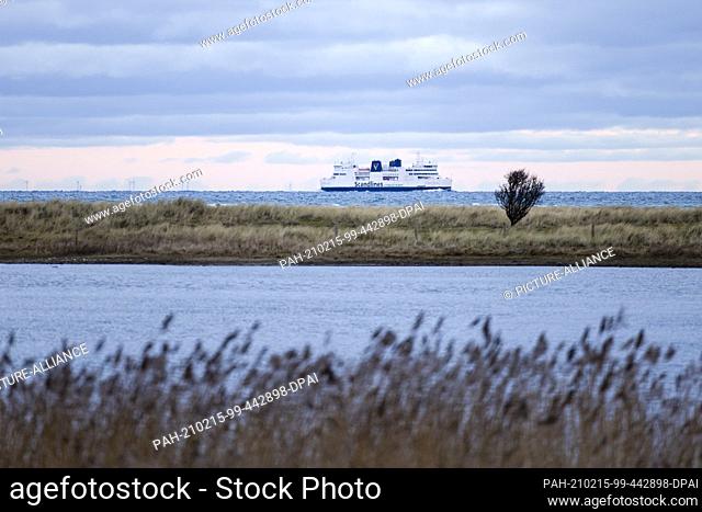 28 January 2021, Schleswig-Holstein, Puttgarden: A ferry travels on the Baltic Sea between Denmark and Germany. After the Fehmarn Belt Tunnel is completed
