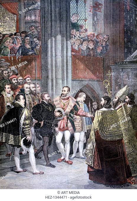 Charles I and Charles Quint in the Basilica of Saint Denis', Paris, 1893. A print from the Le Petit Journal, 16th September 1893