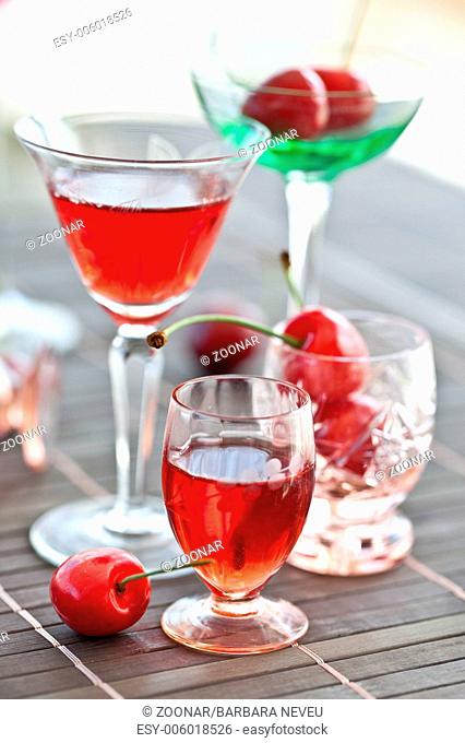 Cherry liquor and fresh cherries