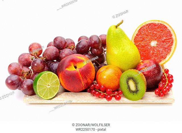 group of fresh fruits isolated over white